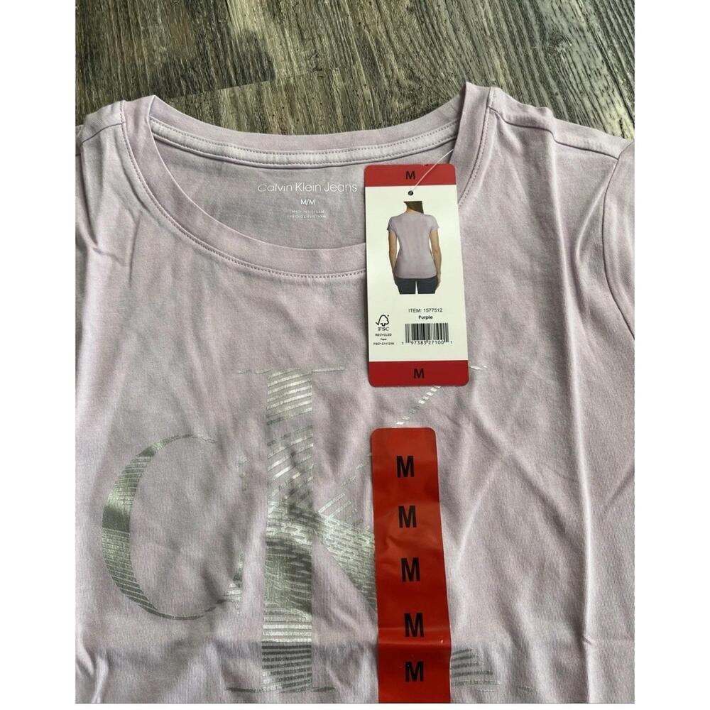Calvin Klein Jeans Ladies' Logo Tee, Purple,size M. AO